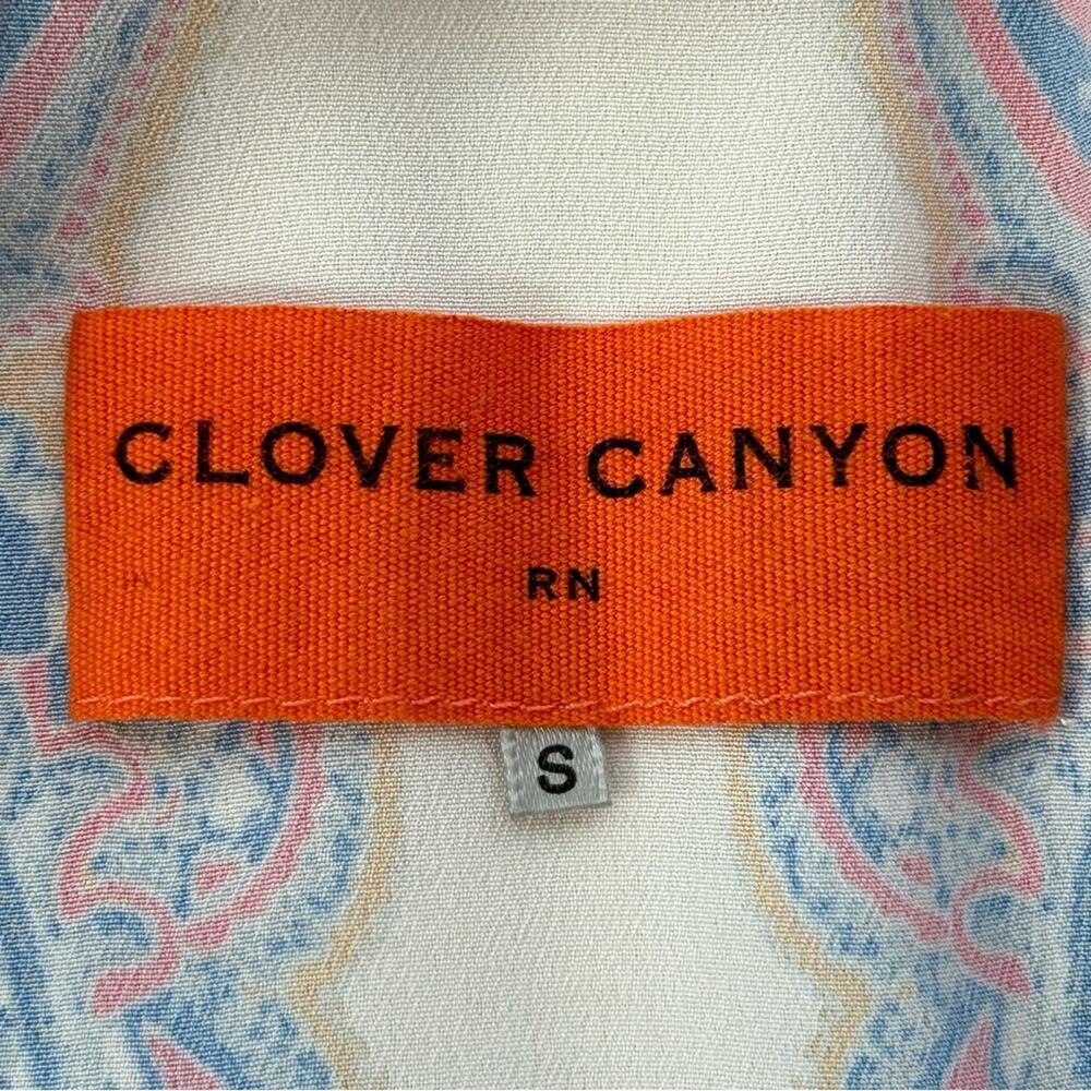 Clover Canyon Halter Scarf Maxi Dress Size S Mustard Gold Blue Sleeveless - Picture 11 of 14